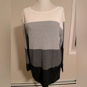 Brand New Vince Camuto Grey Tonal Tunic Block Sweater Oversized Sz S